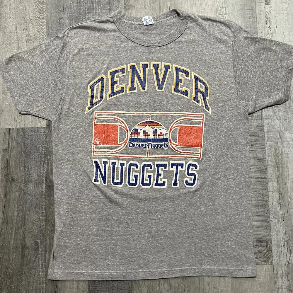 Denver Nuggets T Shirt 1980S Champion Grey Rare Colorado Basketball L